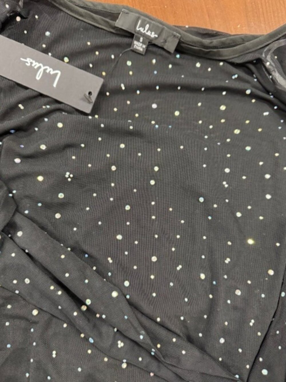 NWT Lulus Daring Sparkle Black Sheer Mesh Rhinestone Maxi Dress (size XS) - Picture 5 of 7